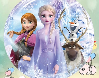 Fondo de cumpleaños de Frozen: Fotomatón de fiesta de Elsa, Anna y sus amigas