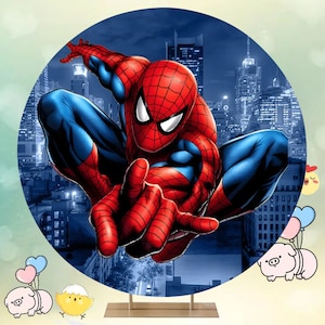 Disney Spiderman Round Photography Backdrop Superhero Birthday Baby Shower Photo Background Circle Photo Booth Props