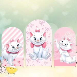 Marie Cat Arch Backdrop: Doppelseitige Babyparty-Geburtstags-Party Dekoration