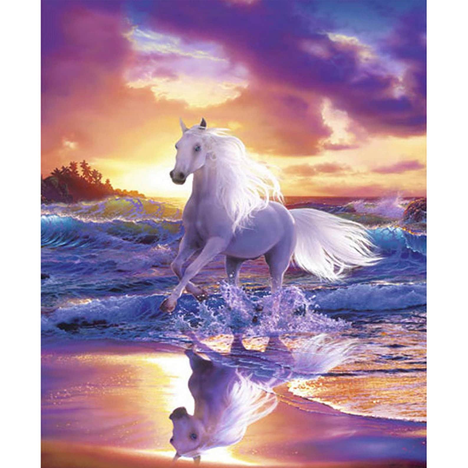 Graceful Horse On Beach Best Diamond Bead Art – Best Diamond Paintings