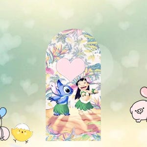 Disney Cartoon Stitch Sea Baby Arch Backdrop Cute Background Baby Kids Boy Birthday Party Custom Kids Room Photo Poster Baby Shower Decor