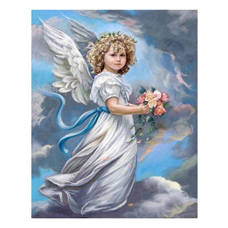 DIY 5D Diamond Painting Kit,Cross Embroidery Stitch Arts Craft Supply for Home Wall Decor Angel Girl Watering Flowers 11.8x15.7in 1 Pack By Cenda