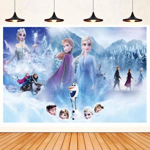 Frozen Elsa Princess Cartoon Backdrop For Girl Happy Birthday Party Decor Baby Shower Disney Elsa Photography Background Customized Banner
