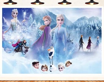 Sfondo Frozen Elsa, festa di compleanno per bambine, striscione per baby shower