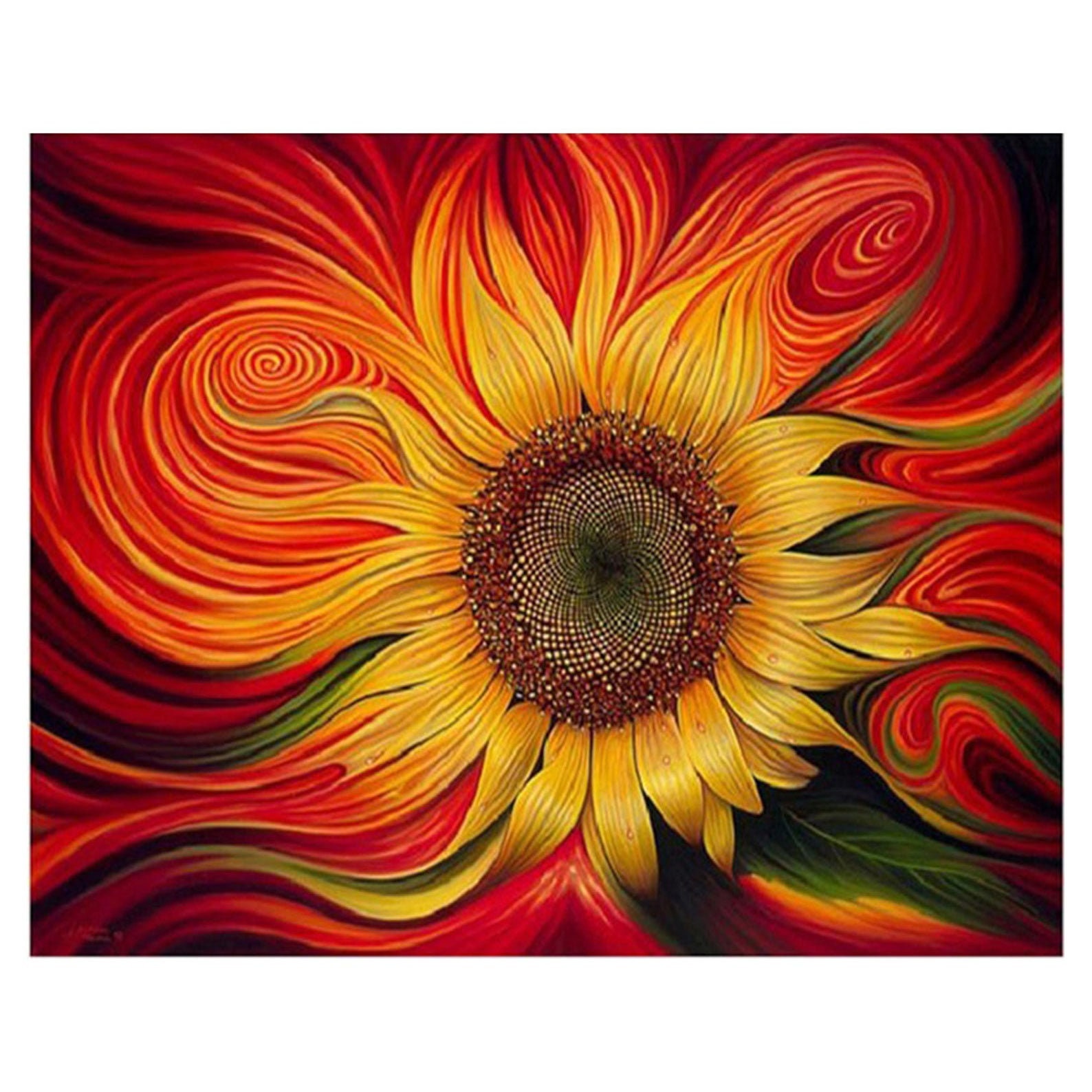 Diamond Art | 5D Diamond Painting Kits | Abstract Sunflower House Kit with 28-Facet, Resin Square Diamonds, Thick Canvas Plus Tools | DIY Crafts for