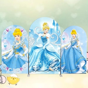 Assepoester boog achtergrond dubbelzijdige hoes, prinsessenfeestdecor