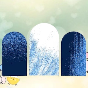 Blue & White Arch Backdrop Cover: Elastic Party Photography Background