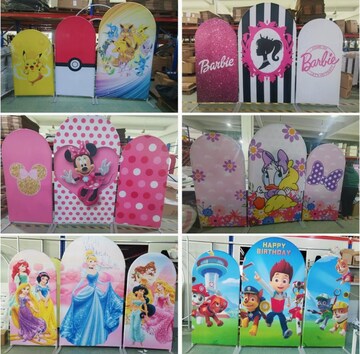 Hello Kitty Arch Backdrop Double Side Cover Disney Cartoon Cute Baby Shower Kids Birthday Photography Background Party Decor Customized