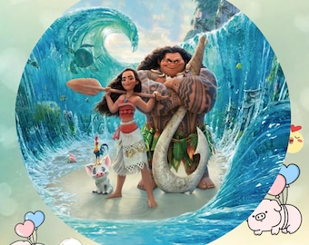 Disney Baby Moana Round Backdrop Baby Birthday Photo Background Baby Shower Round Cover Party Decorations Photo Props