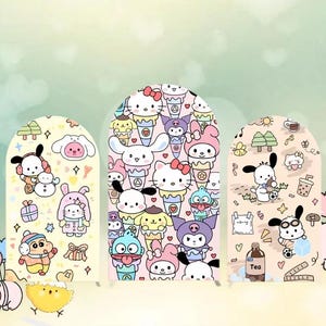 Sanrio Arch Backdrop Double Side Cover Cartoon Hello Kitty My Melody Kuromi Girl Birthday Baby Shower Photograph Background Party Decor
