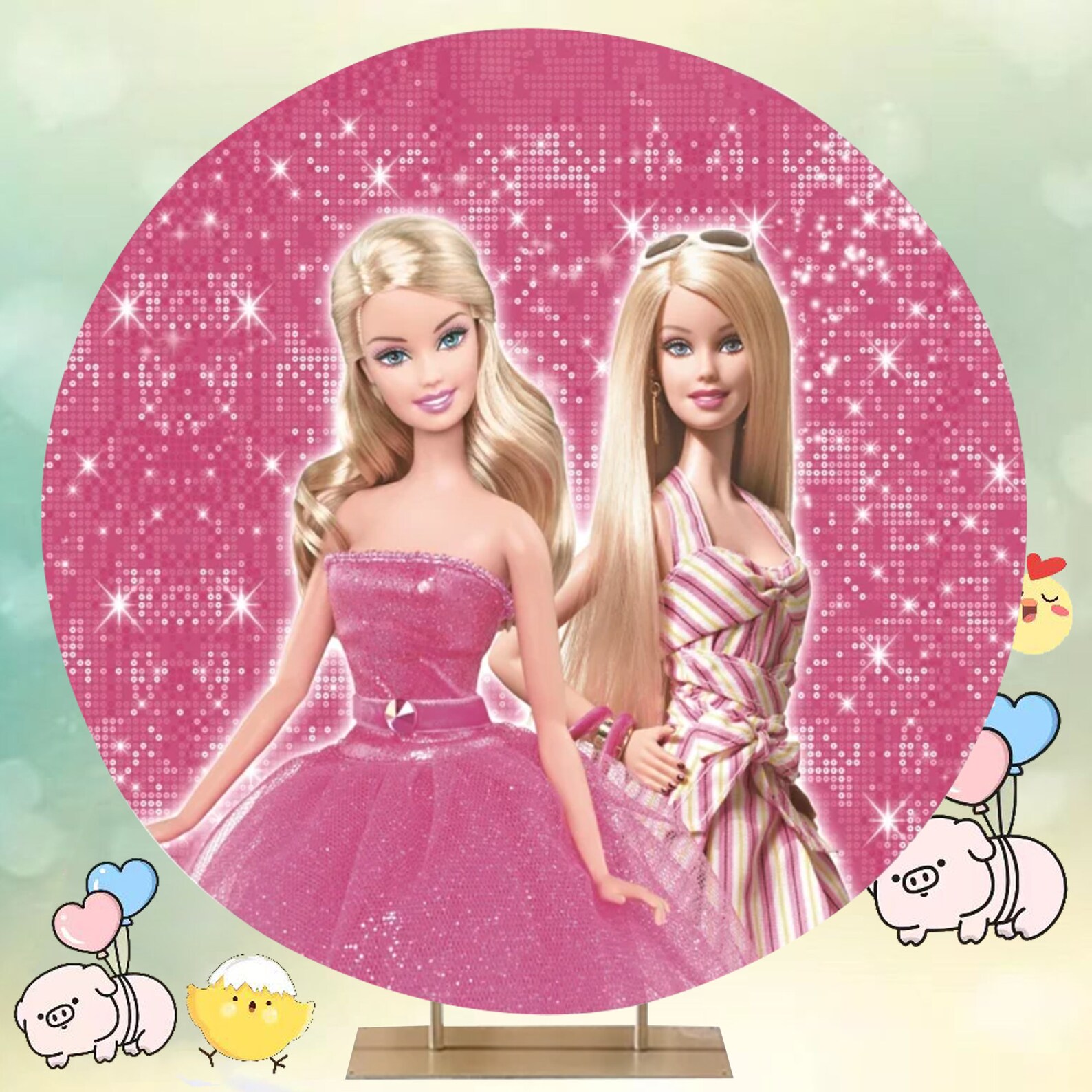 Barbie Disney Princess Girls Birthday Party Round Backdrops Cover Baby ...