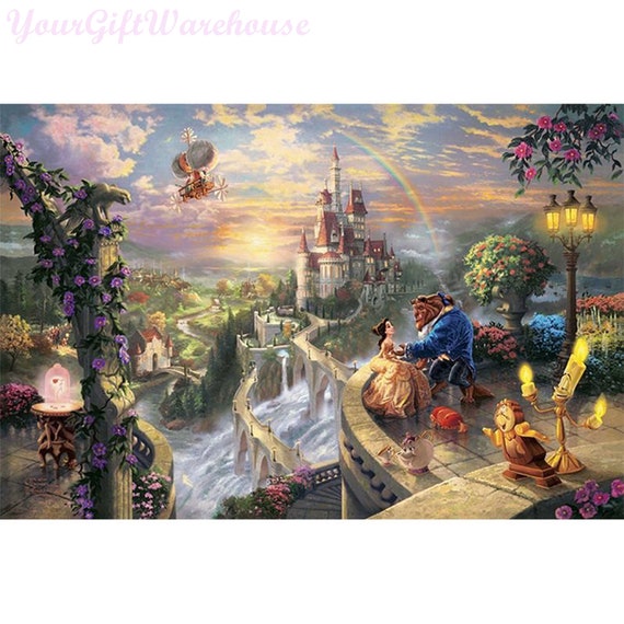 DIY 5d Diamond Painting Beauty and The Beast Embroidery Cross Stitch Home  Decor for sale online