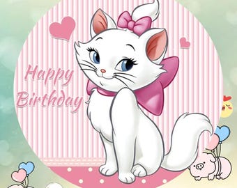 Marie Cat Birthday Backdrop: Cartoon Party Photo Prop Cover
