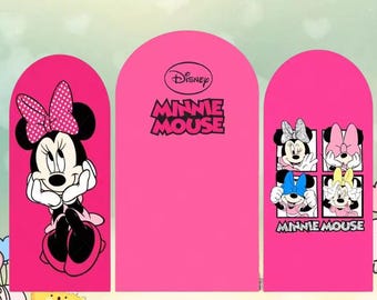 Minnie Mouse Arch Backdrop: Pink Cartoon Birthday Party Decor