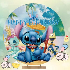 Disney's Lilo & Stitch Ronde Achtergrond Cartoon Achtergrond Kids Verjaardagsfeestje Cover Babyshower Benodigdheden Cirkel Cover Party Decor Foto Prop
