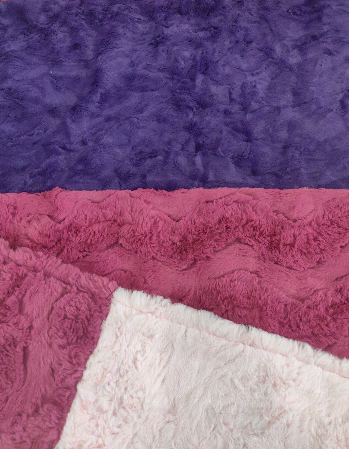 Adult Size Minky Double Sided Strip Blanket Pink and Purple Etsy UK