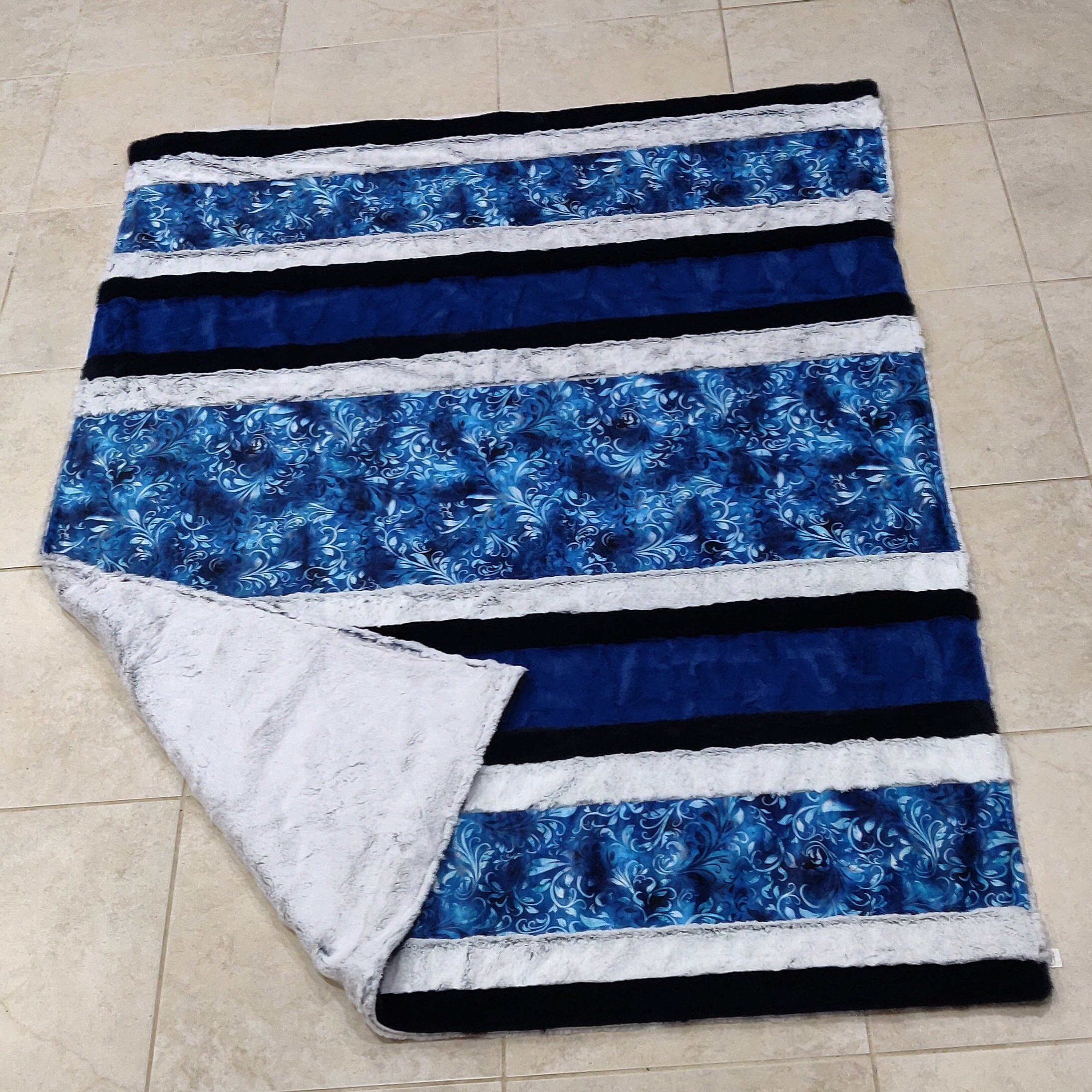 Adult Size Minky Strip Blanket Turquoise Batik Swirl Etsy UK