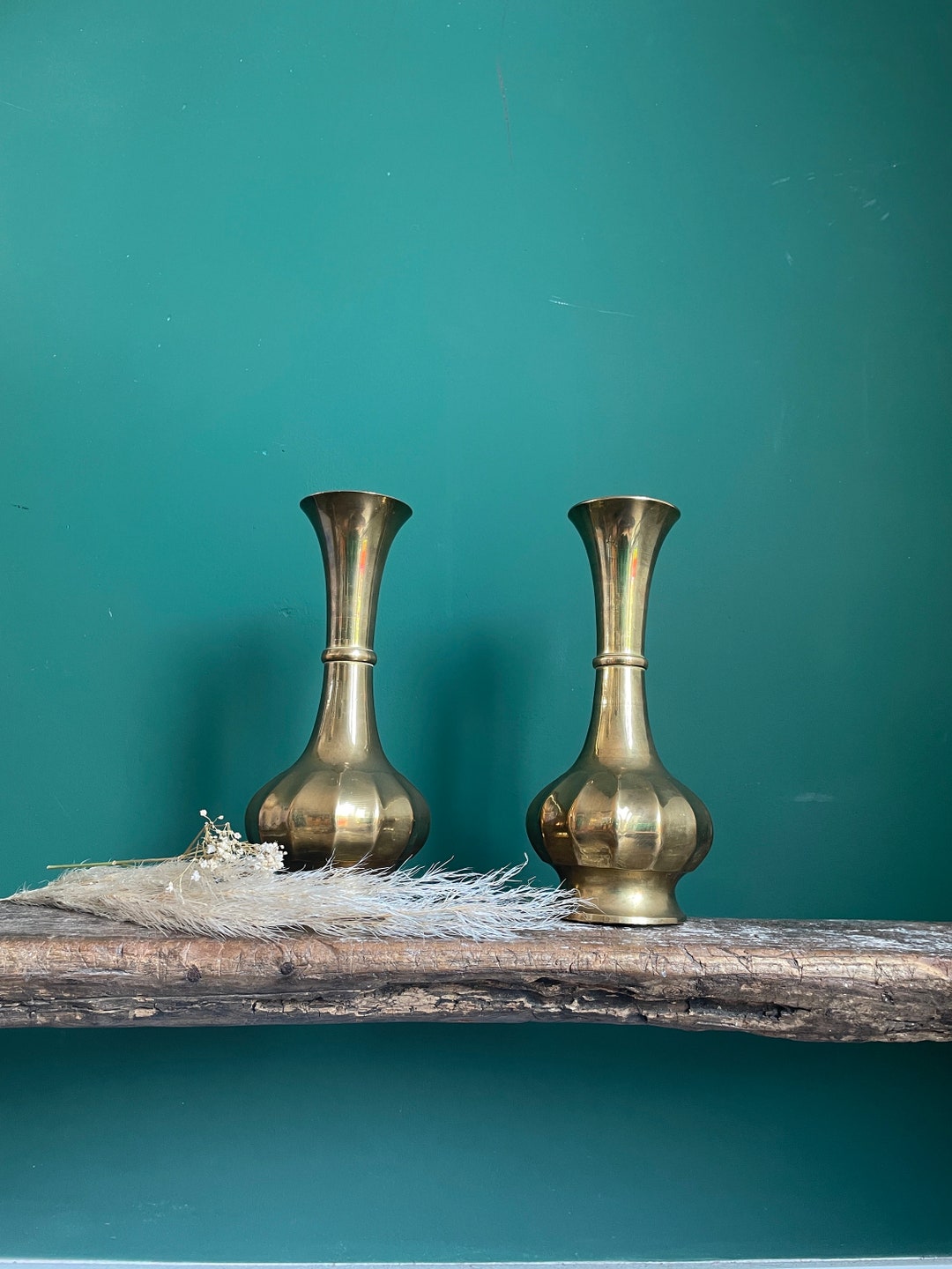Pair of Stunning Vintage Brass Vases Etsy