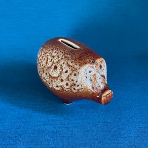 Vintage Studio Pottery HoneyComb Glaze Piggy Bank//70s// Mid Century Decor