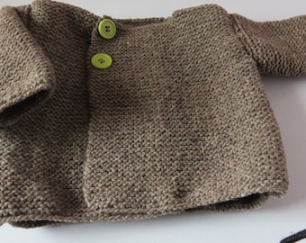 Baby vest / French and ethical merino wool without treatment / Hand knitted