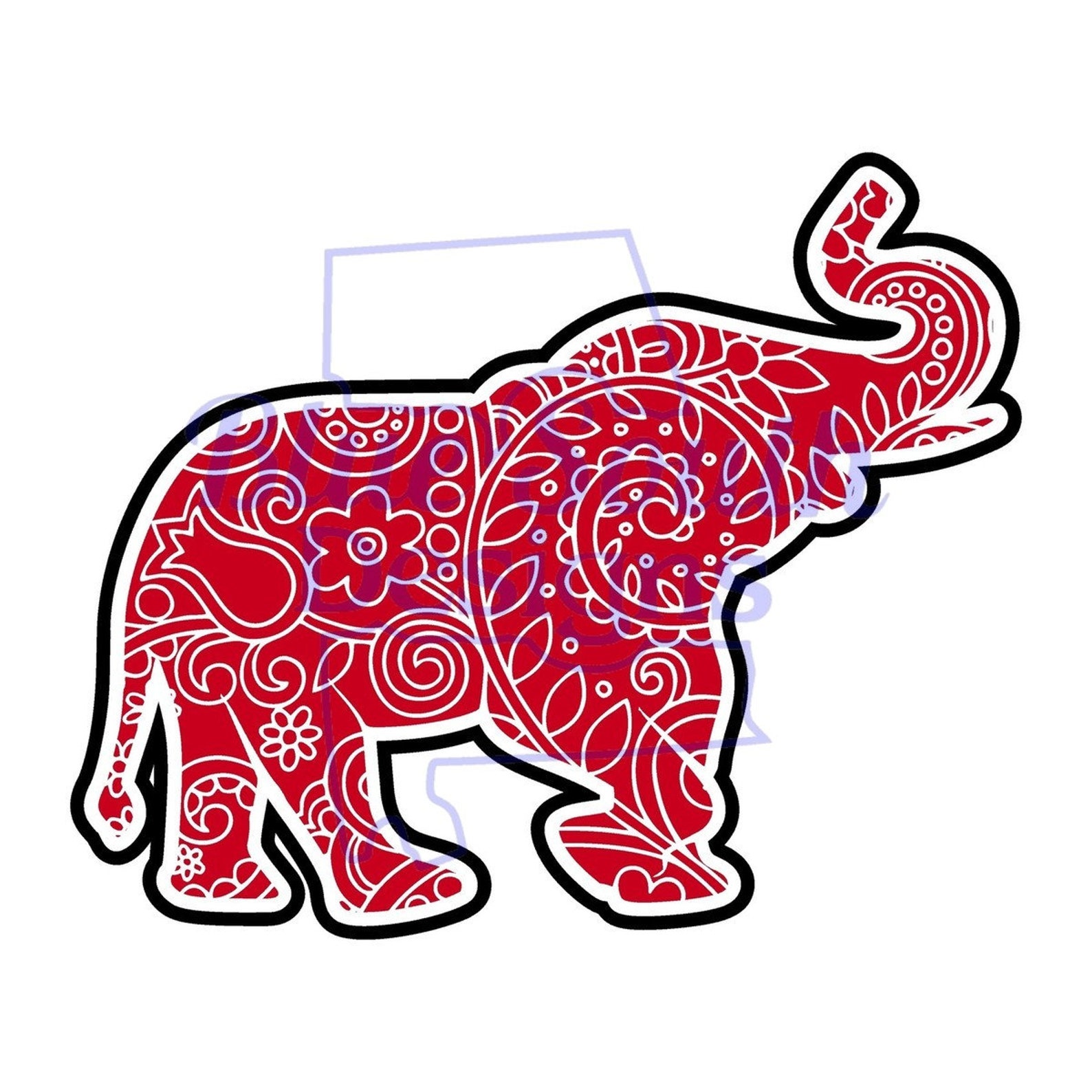 Paisley Elephant Svg Png Jpg Pdf Cute Elephant Design Etsy