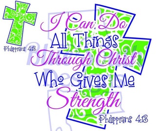 I Can Do All Things Through Christ Who Gives Me Strength svg, png pdf, jpg, Philippians 4:13, With God, All Things Are Possible, Sublimation