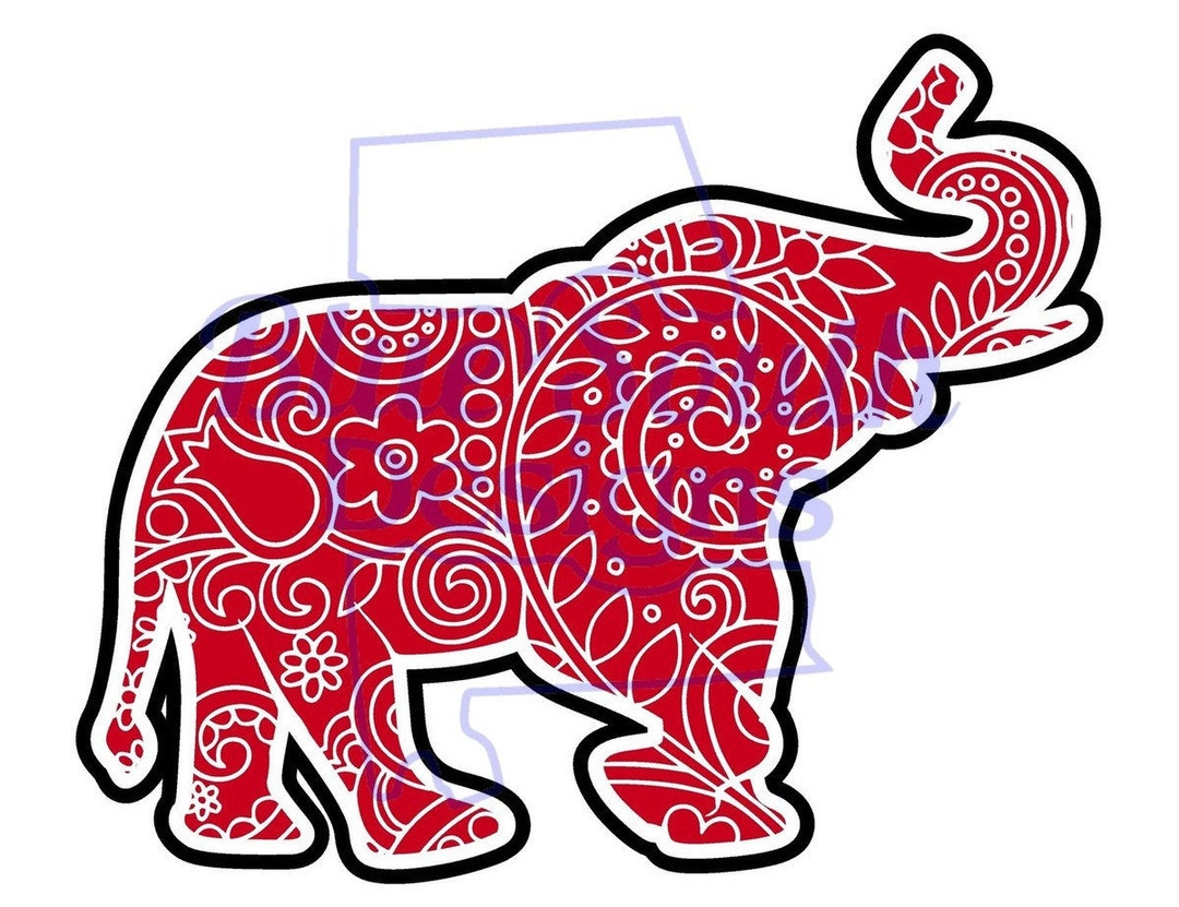 Paisley Elephant Svg, Png, Jpg, Pdf, Cute Elephant Design
