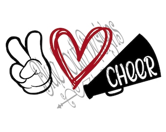 Peace Love Cheer SVG PNG JPG: Cheerleader Design (Digital Download)