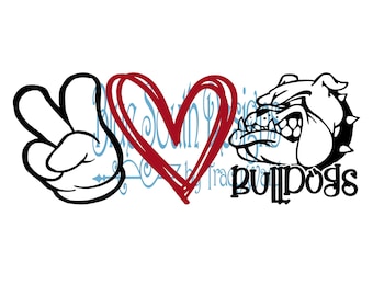 Peace Love Bulldogs SVG PNG: Mascot Team Design (Digital File)