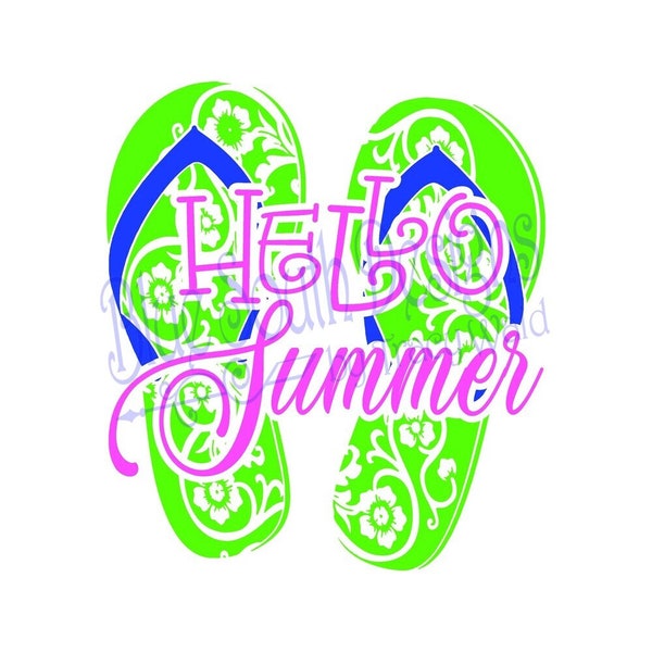 Hello Summer SVG, Flip Flops svg, Sandals SVG, Sublimation design, Beach Vacation SVg, Southern Heels, Cute Flip Flop Design, png, pdf, jpg
