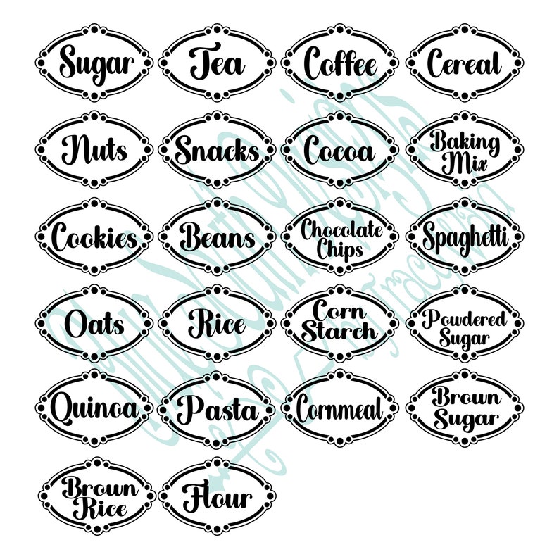 Pantry Labels Bundle Svg Oval Jar Labels Pantry Labels Png Etsy