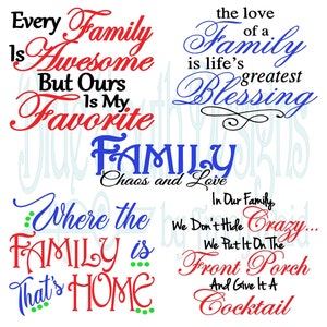 Familienzitat Bundle svg, Familienzitat Bundle Sublimations Png, Familie svg, Liebe der Familienzitate, Haus und Familie Wandtattoo, unsere Familie