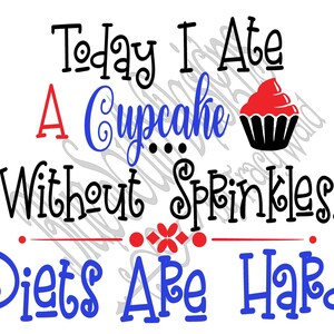 Funny Diet Cupcake SVG PNG: Kitchen Towel Design (Digital Download)