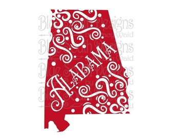 Alabama Scroll Design svg, png, pdf, jpg, Pretty Alabama Shirt or Decal design, Alabama State, Alabama Design, Fancy Alabama, Southern Girl