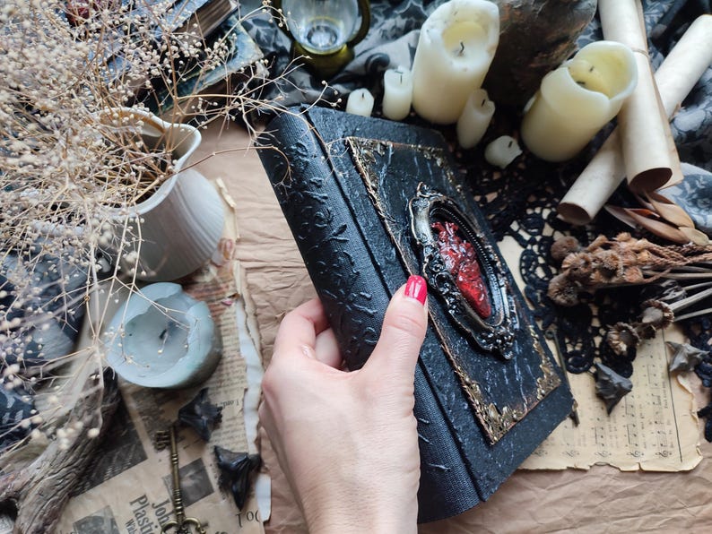 Grimorio, diario, libro degli incantesimi delle streghe, libro delle ombre, libro degli incantesimi, libro di ricette, album da disegno personalizzato, libro magico, diario vuoto, diario dei sogni, stregoneria immagine 14