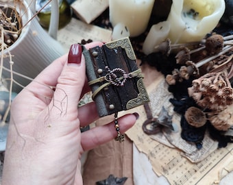 Pocket journal Fairy book Key fob Charmed Book Travelers notebook Spell book Witchcraft Mini Pocket notebook Handmade Tome Blank grimoire