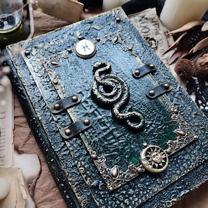 Grimoire journal with Snake Book of Shadows Custom Spellbook Recipe book Coptic sketchbook Magic book Blank journal Dream journal Witchcraft