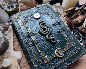 Grimoire-dagboek met Snake Book of Shadows Custom Spellbook Receptenboek Koptisch schetsboek Magisch boek Blanco dagboek Droomdagboek Hekserij