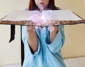 Stary drewniany grimoire Antyczny grimoire z zamkiem Księgi zaklęć Księga Cieni Tajemniczy grimoire Ręcznie robiony notatnik z zamkiem Drewniany notatnik