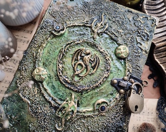 Zauberbuch Zauberbuch Zauberbuch Zauberhaftes Buch der Schatten Gothic Tagebuch Grimoire Journal Drachenbuch Blankobuch Junk Journal handgemachtes Hexen Journal
