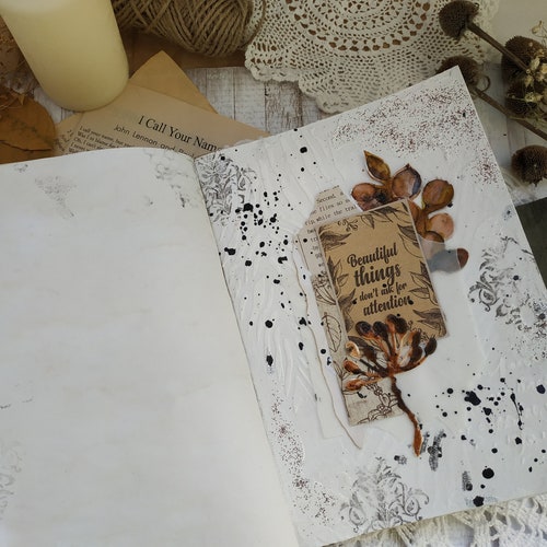 Witch Herbalist Aged original shops Grimoire Magic Journal with imitation wood Notebook for notes Book with natural herbs