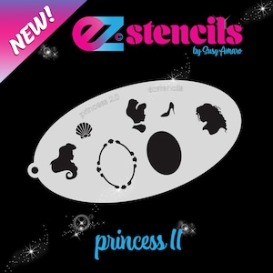 NOVO: EZ Stencils - Estêncil Princesa II para Pintura Facial e Aerógrafo