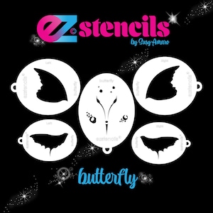 NEW: EZ Stencils - Butterfly 9 Stencil Set for Face Painting and Airbrush