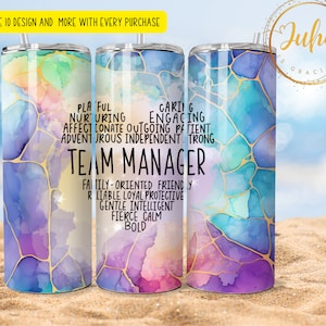 team manager     Skinny Tumbler Designs | Sublimation Templates | 20oz Tumbler PNG | manager wrap Tumbler