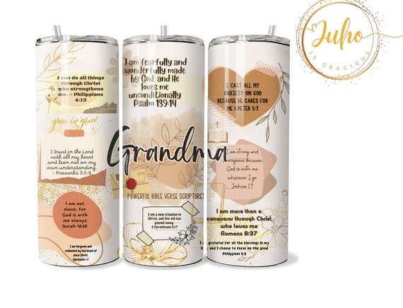grandma  affirmation bible verse   tumbler Sublimation wraps | 20oz Tumbler PNG skinny tumbler digital download  grandma gift ,png