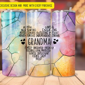 grandma heart tumbler Sublimation wraps | 20oz Tumbler PNG skinny tumbler digital download grandma gift ,png image 2