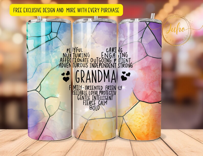 grandma heart tumbler Sublimation wraps | 20oz Tumbler PNG skinny tumbler digital download grandma gift ,png image 2