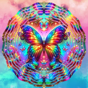 Butterfly rainbow ,   wind spinner sublimation design PNG, instant download Sublimation Design