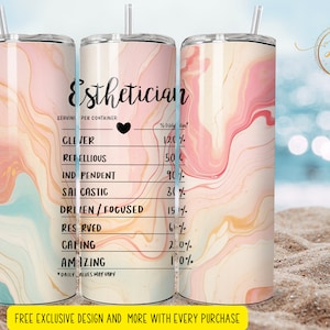 esthetician   tumbler Sublimation wraps | 20oz Tumbler PNG skinny tumbler digital download  esthetician gift , instant download