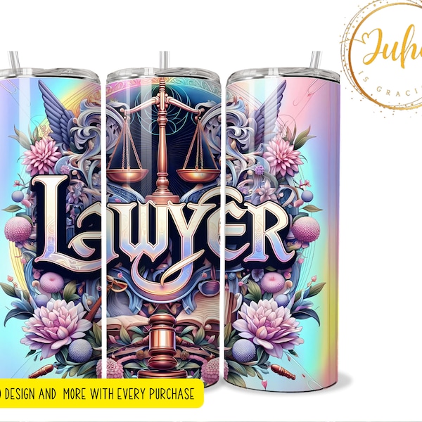 lawyer floral  tumbler Sublimation wraps | 20oz Tumbler PNG skinny tumbler digital download , Gift ,lawyer appreciation gift ,